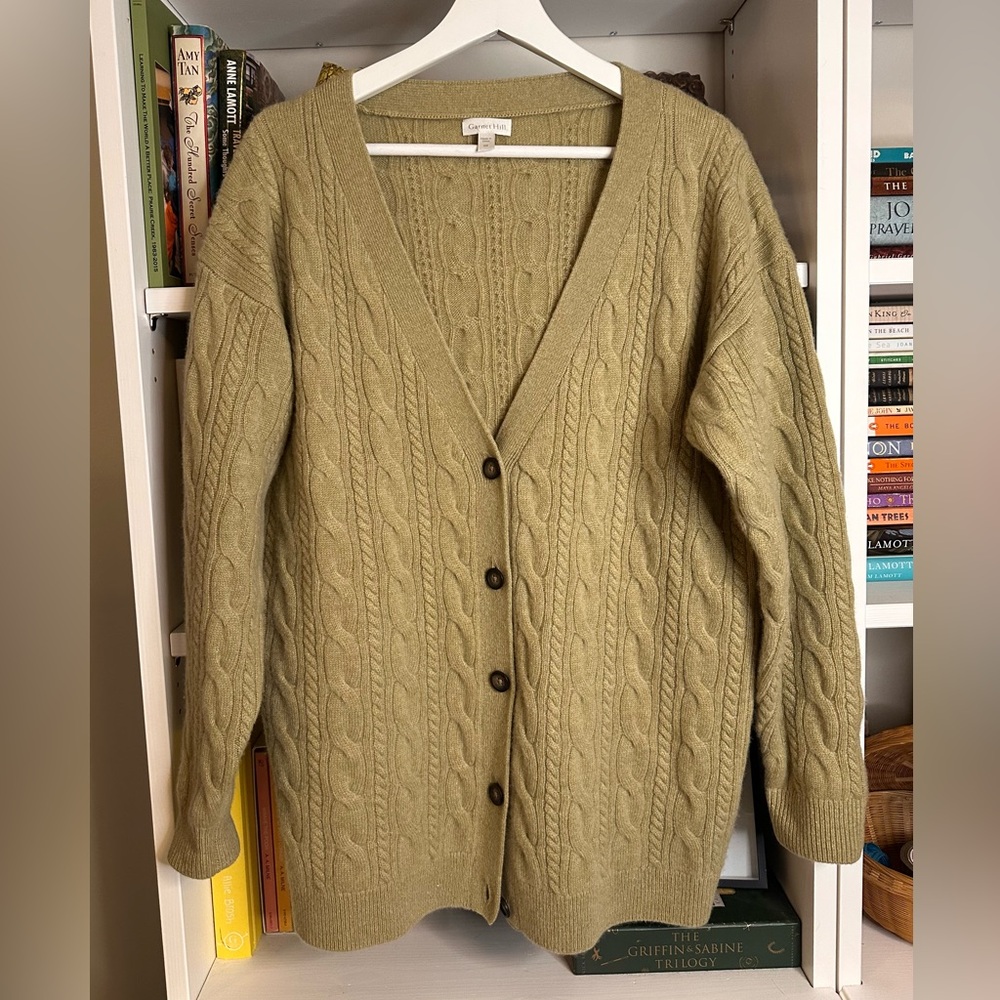 Garnet Hill Cashmere Cable Knit Cardigan.  Size XS